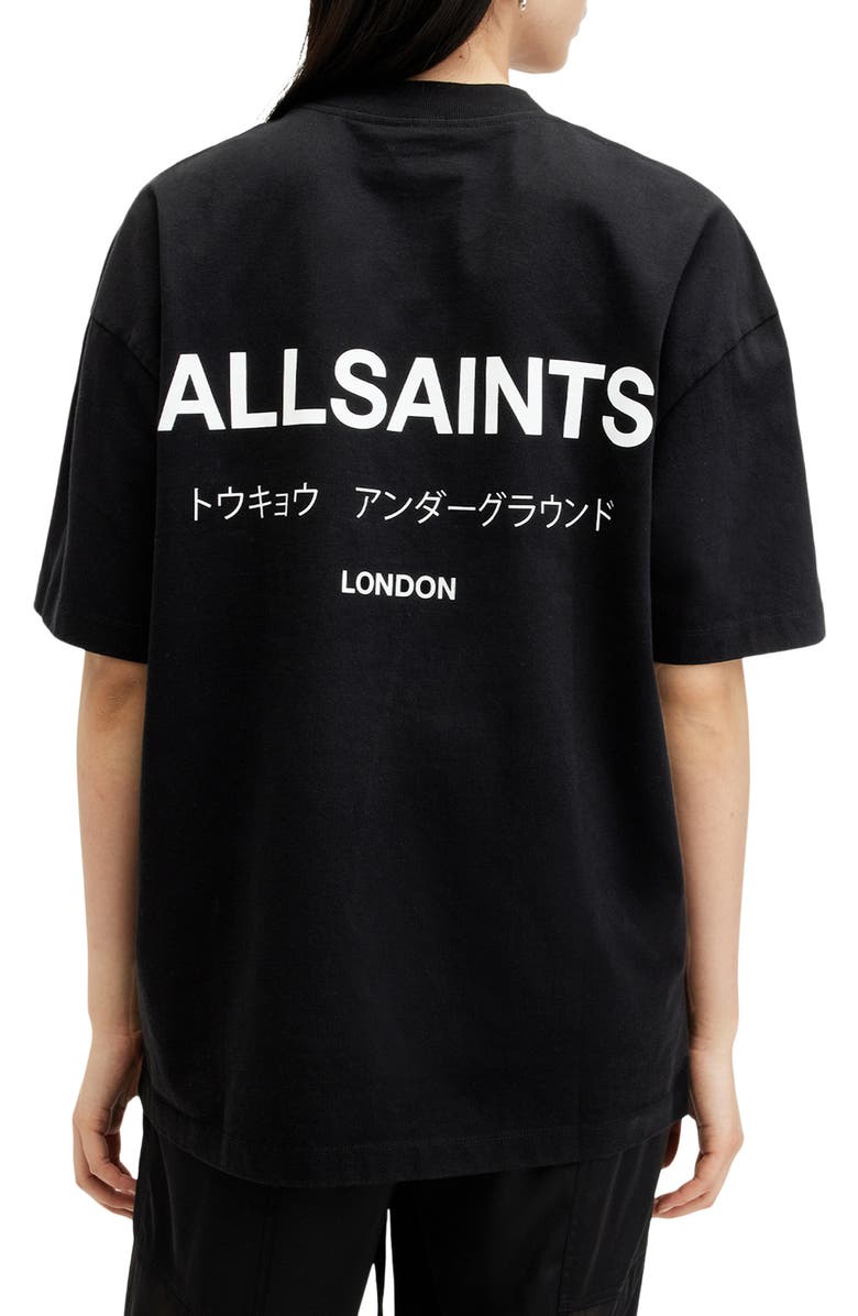 AllSaints Underground Logo Oversize Cotton Graphic T-Shirt, Alternate, color, 