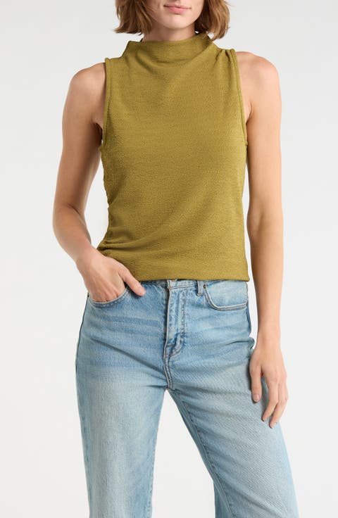 Textured Boat Neck Sleeveless Top