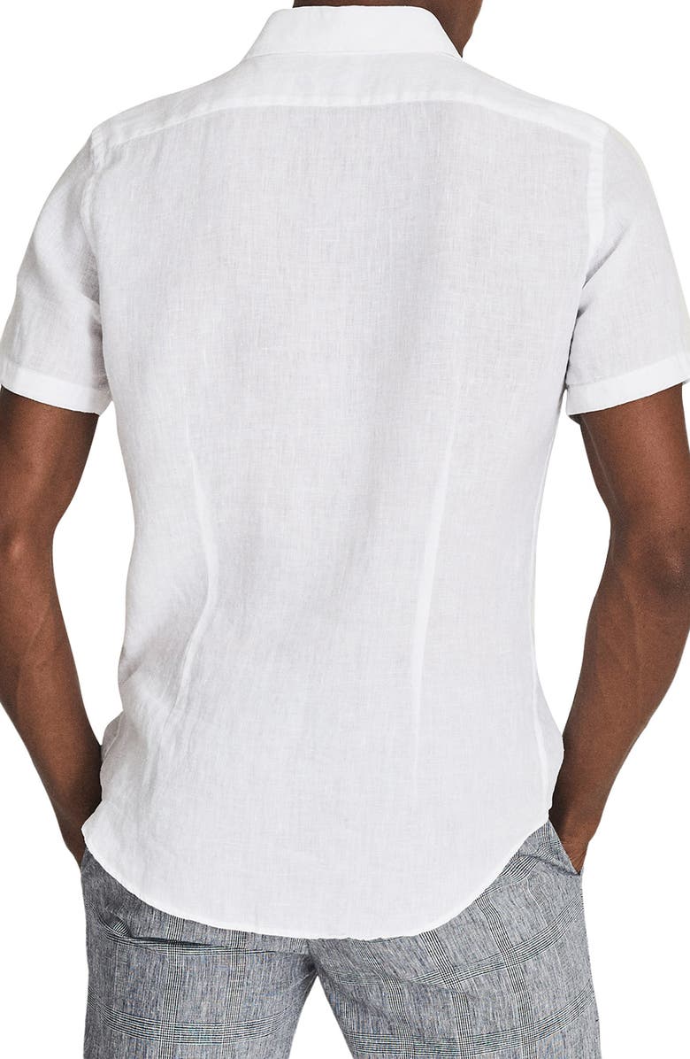 Reiss Holiday Short Sleeve Linen Button-Up Shirt, Alternate, color, 