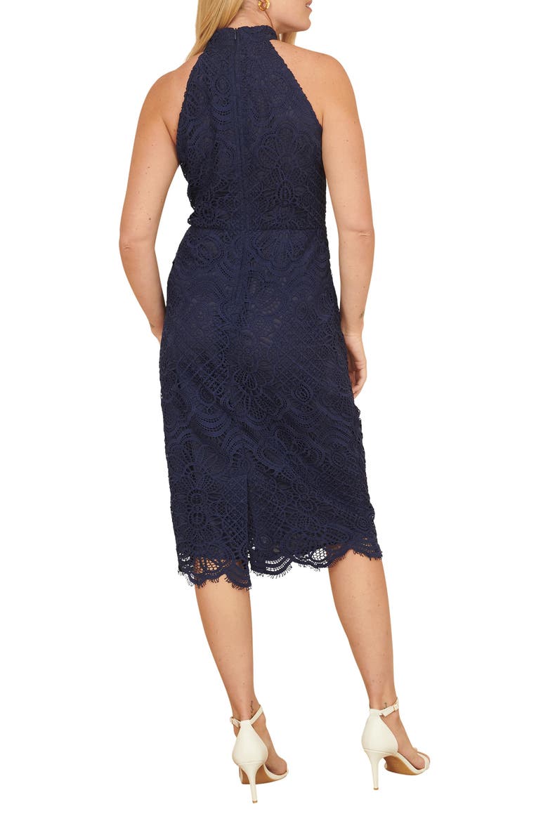 Yumi Lace Halter Neck Dress, Alternate, color, Navy