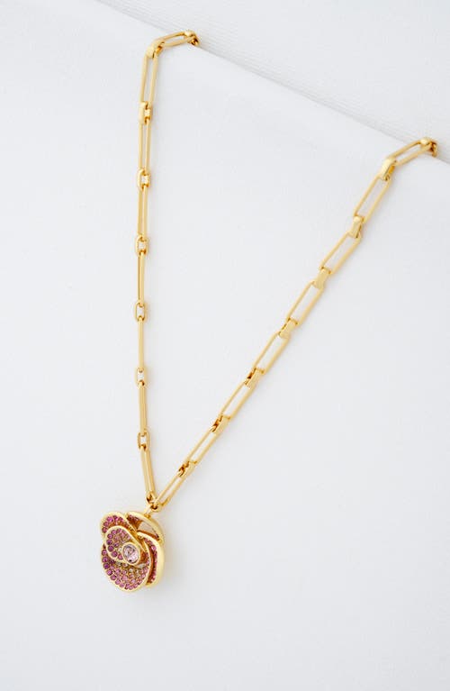 Ted Baker Floral Crystal Pendant Necklace In Gold Tone Pink Ombre Crystal