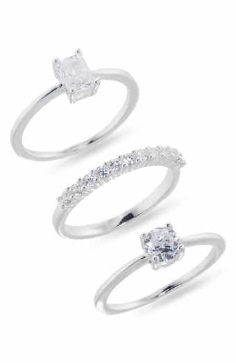 NORDSTROM RACK Set of 3 Cubic Zirconia Stackable Rings