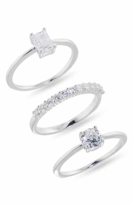 NORDSTROM RACK Set of 3 Cubic Zirconia Stackable Rings
