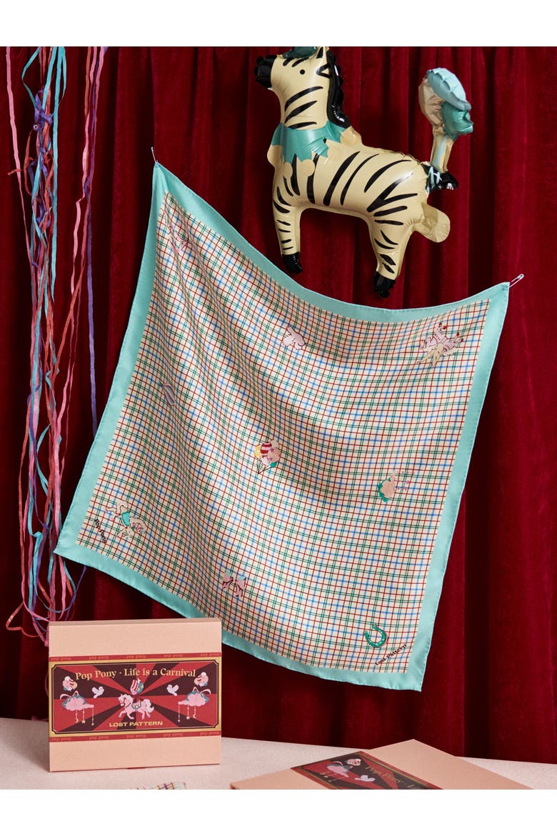 "Pop Pony" Silk Bandana, Alternate, color, Lake Blue