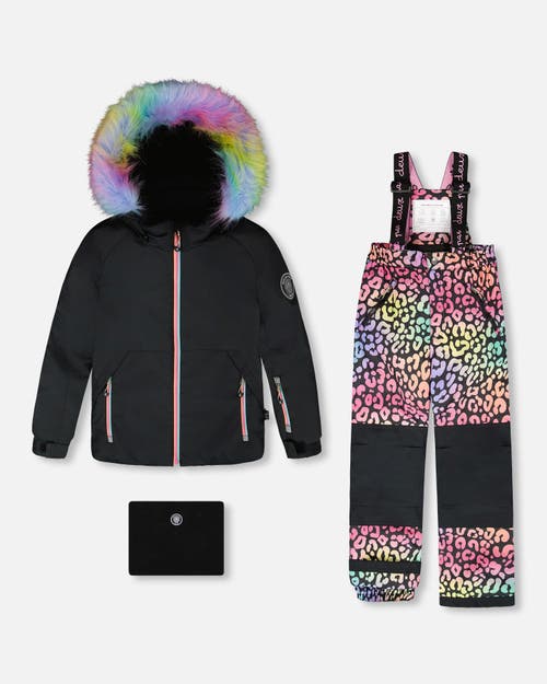 Deux Par Deux Kids'  Girl Two-piece Play Snowsuit In Black