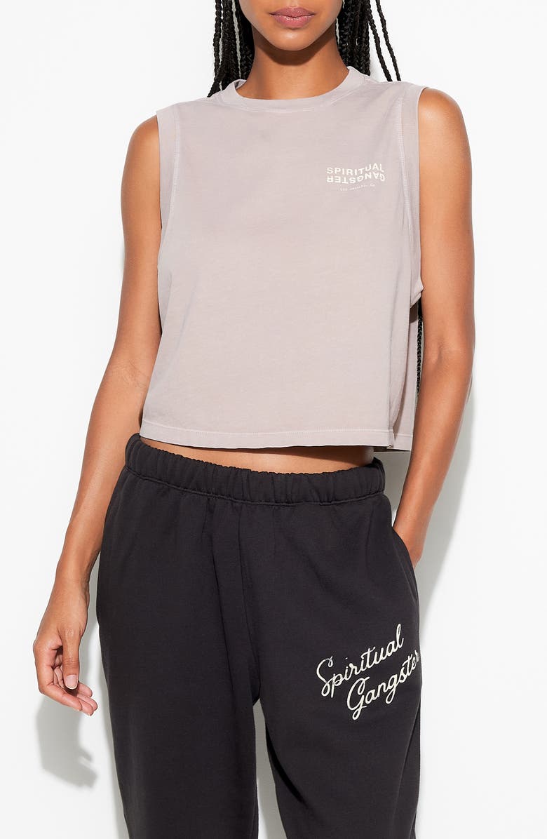 Spiritual Gangster Doheny Cotton Crop Tank, Main, color, Moon Rock