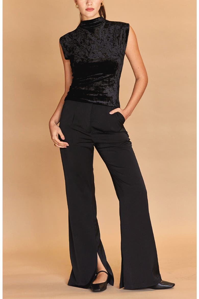 Crushed Velvet Top, Alternate, color, Black
