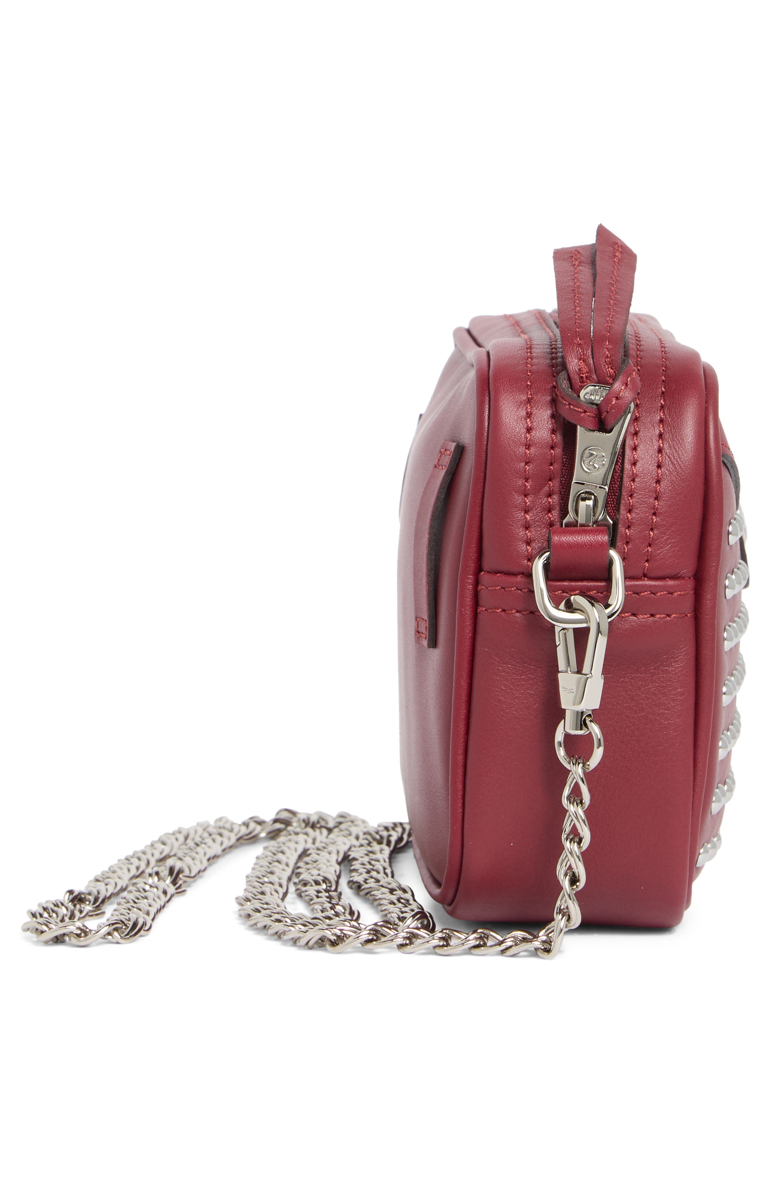 Longchamp Mademoiselle Studded Small Crossbody Belt Bag, Alternate, color, Burgundy