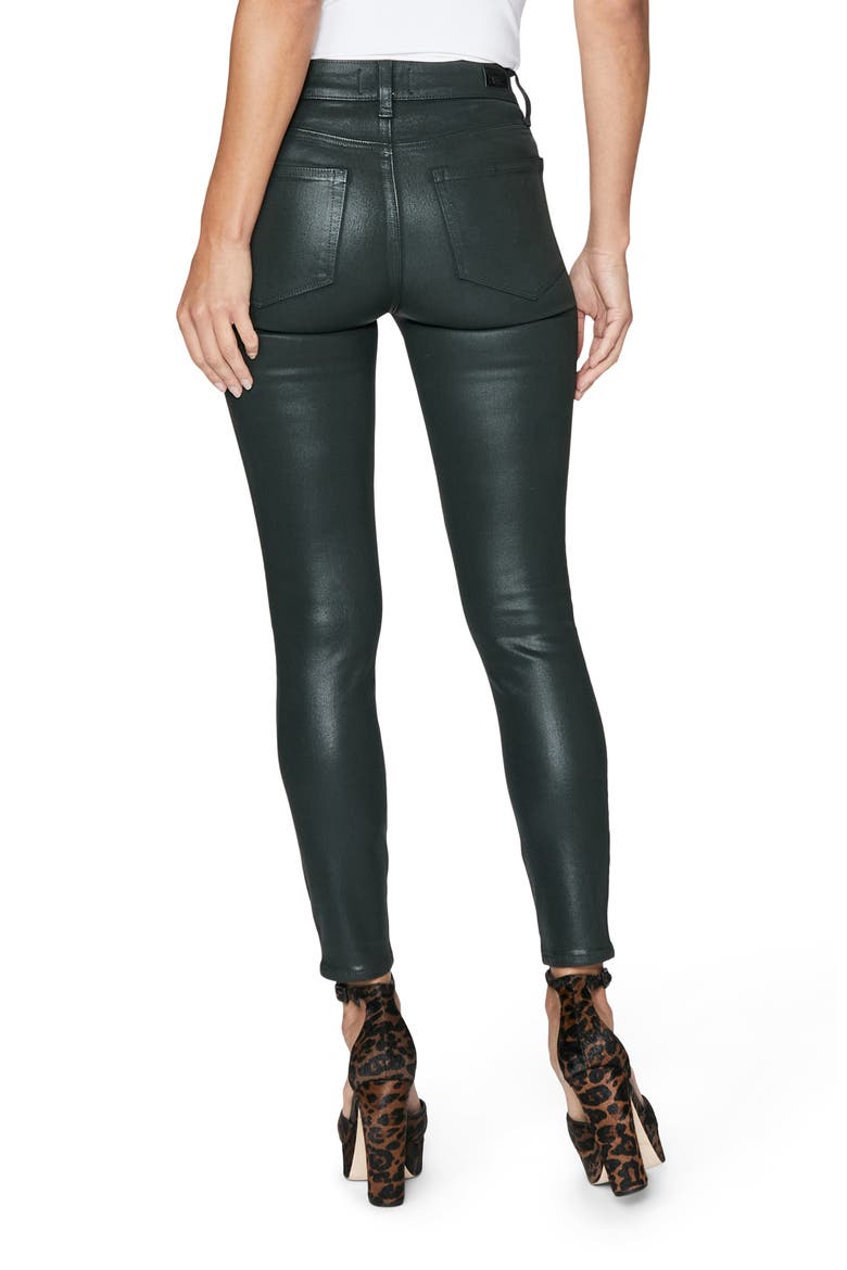 Hoxton Coated High Waist Ankle Skinny Jeans, Alternate, color, DEEP EMERALD LUXE COATING
