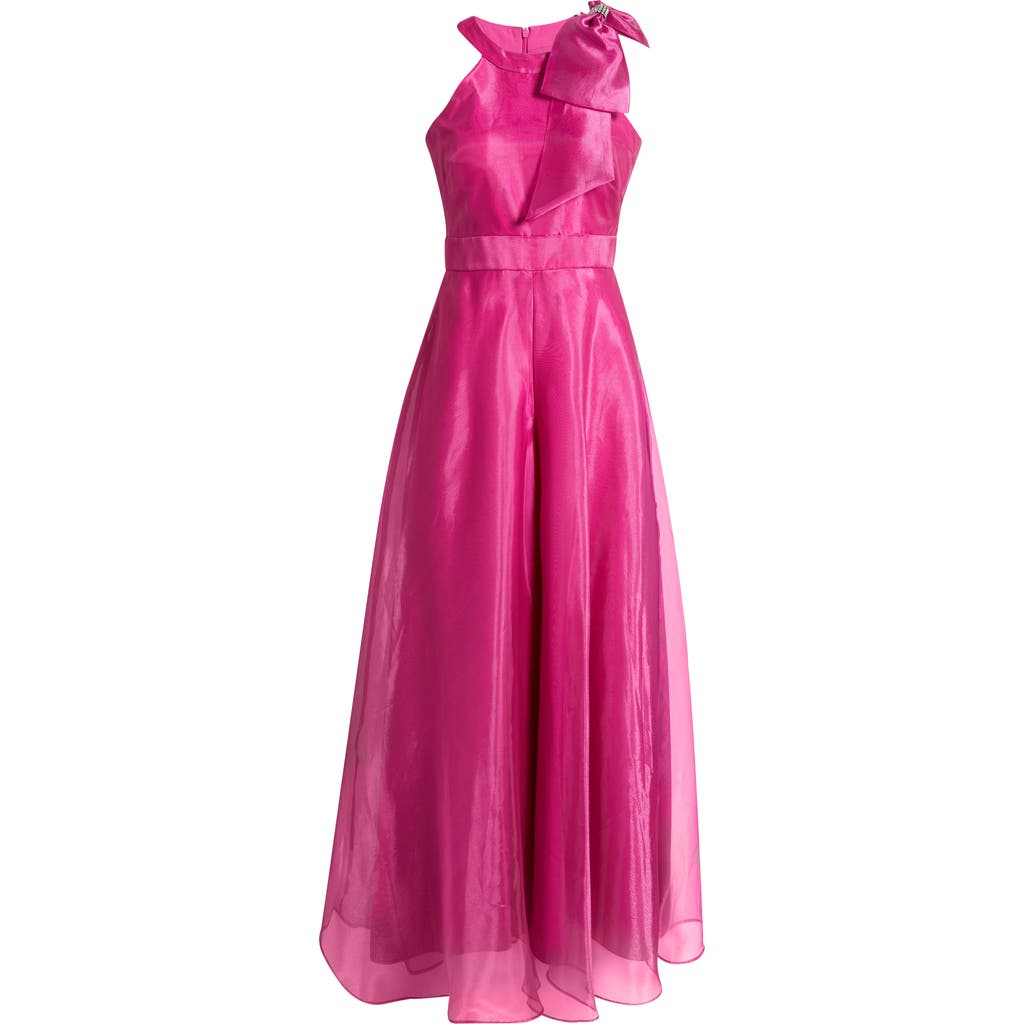 ELIZA J ELIZA J BOW DETAIL ONE-SHOULDER TAFFETA JUMPSUIT