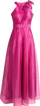 Eliza J Bow Detail One-Shoulder Taffeta Jumpsuit