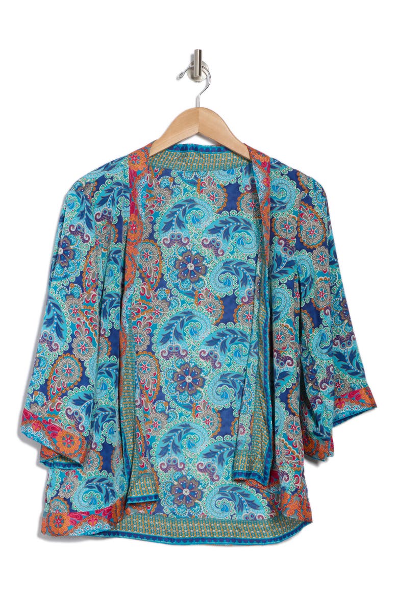 Paisley Cover-Up, Alternate, color, BLUE/ORANGE