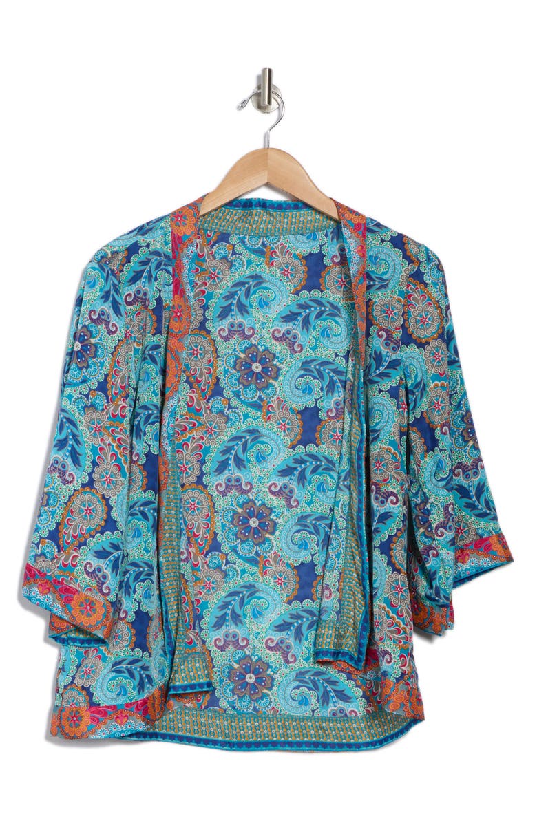 La Fiorentina Paisley Cover-Up, Alternate, color, Blue/Orange
