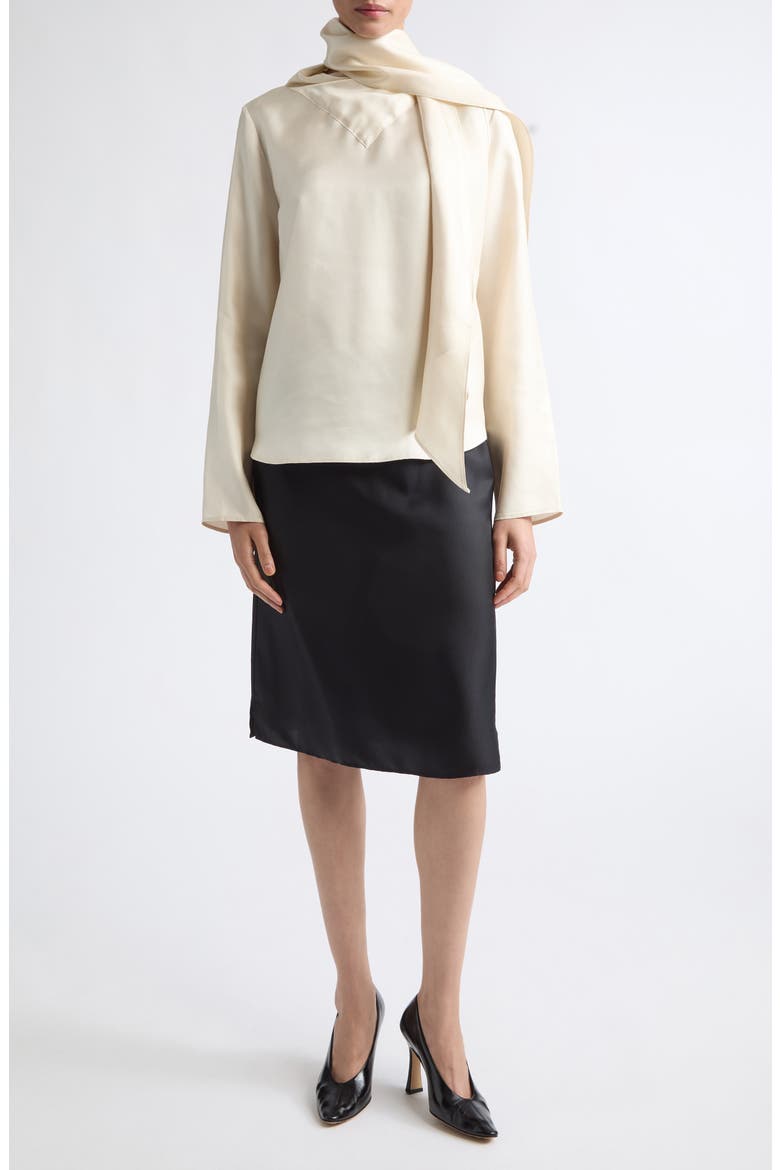 Gala Silk Twill Scarf Top, Alternate, color, IVORY