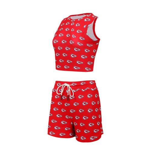 Concepts Sport Kansas City Chiefs Gauge Allover Print Cropped Tank Top & Shorts Sleep Set