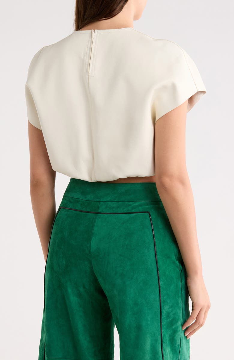 Longchamp Cropped Leather Top, Alternate, color, Ivory