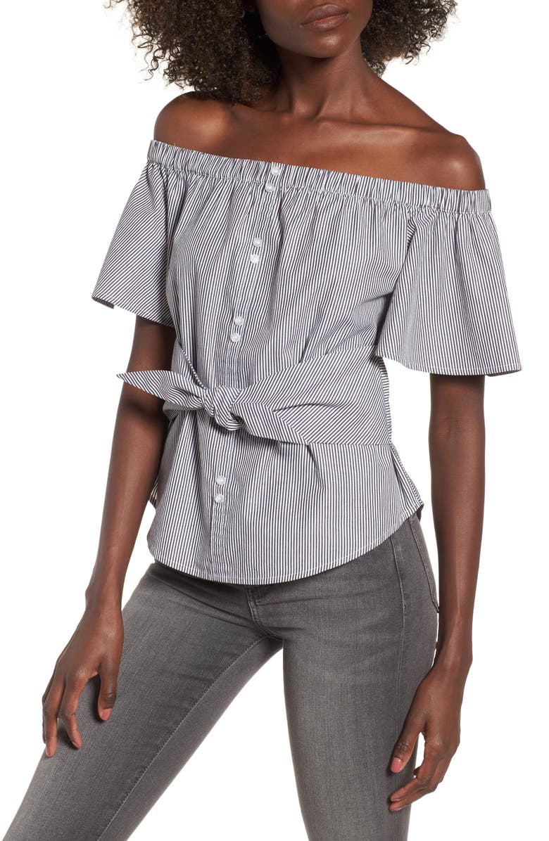 BP. BP Tie Detail Off the Shoulder Top, Main, color,