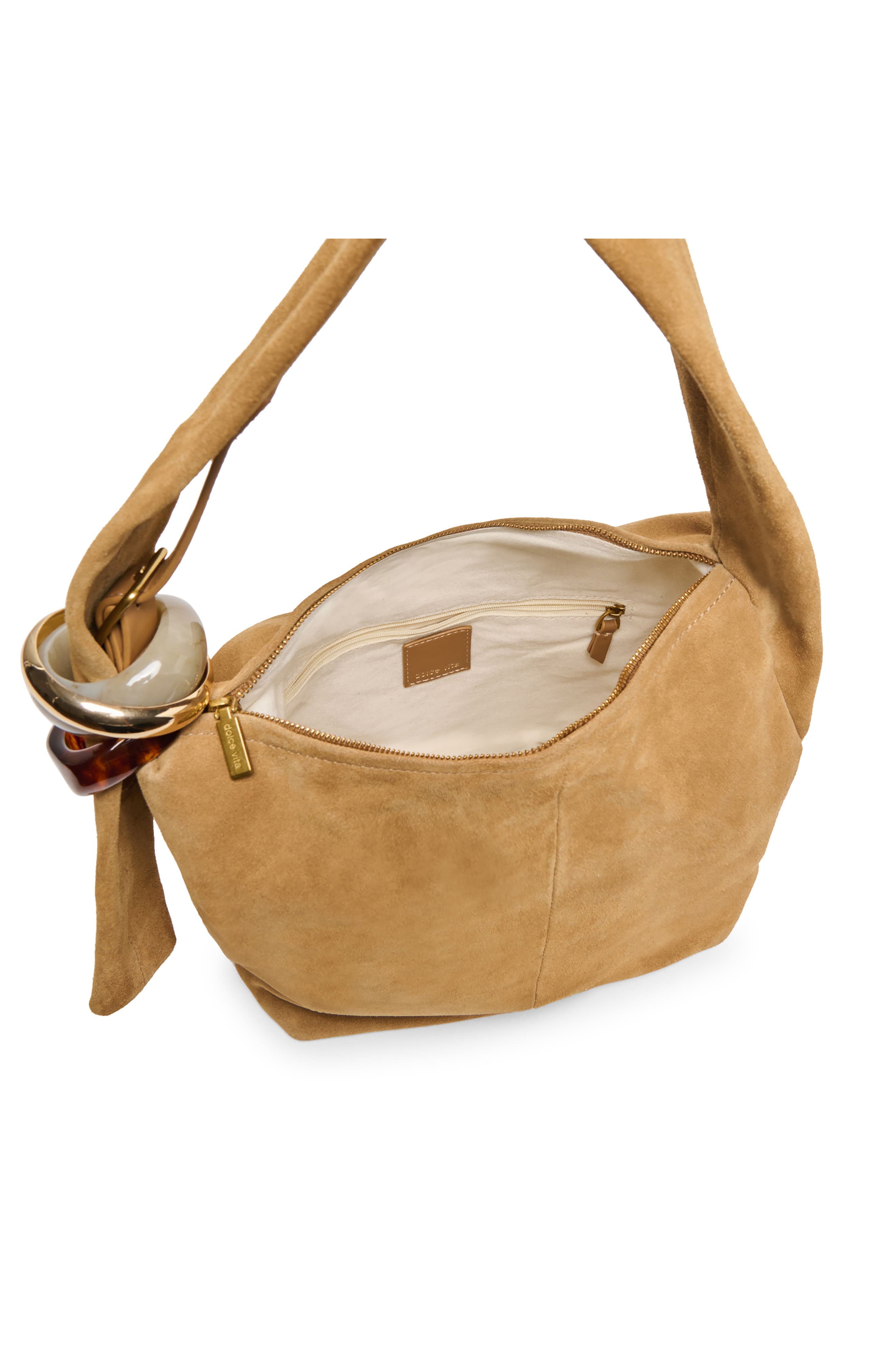 Dolce Vita Kalen Suede Shoulder Bag, Alternate, color, Camel