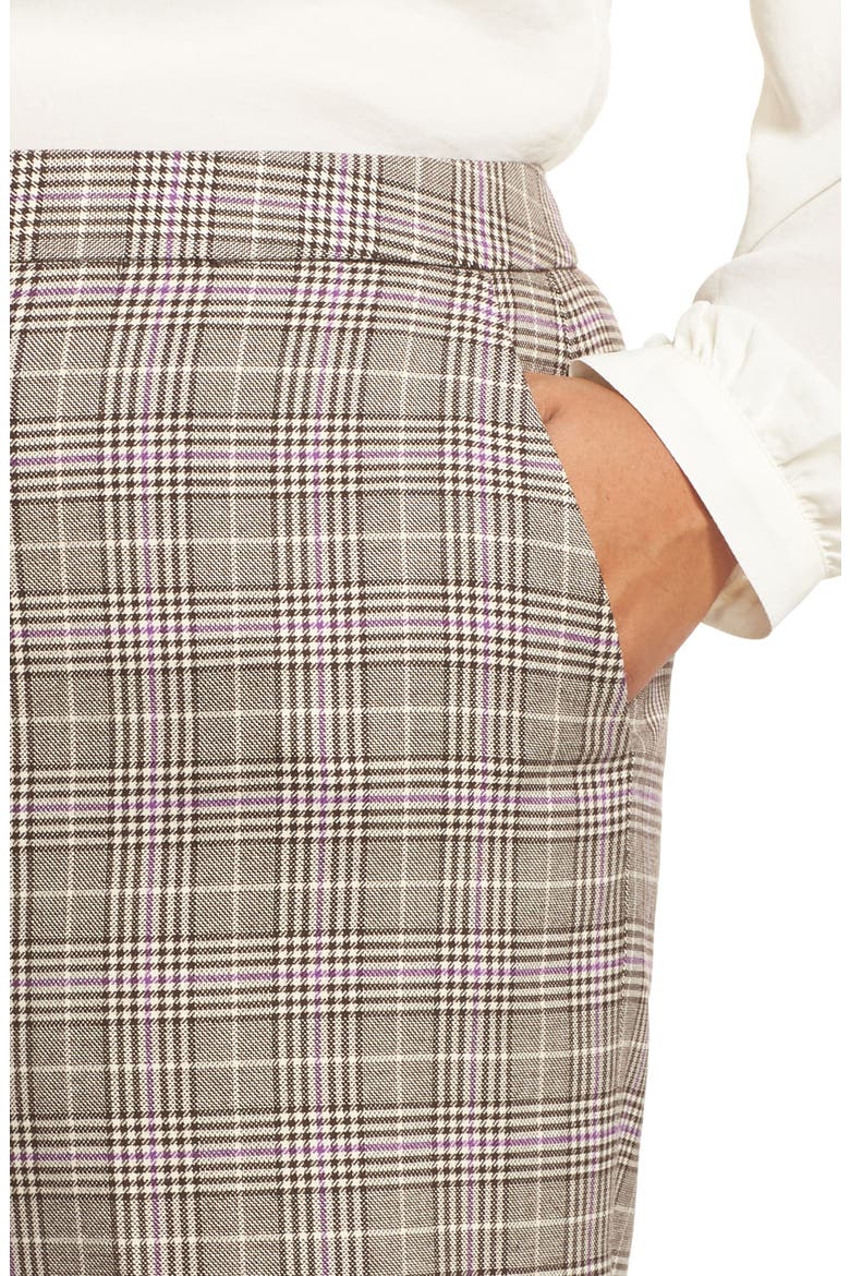 Plaid Wide Leg Crop Pants, Alternate, color, BROWN- PURPLE CHECK