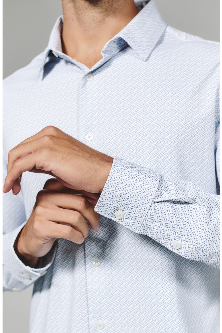 Pesaro Geo Print Wrinkle Resistant Performance Button-Up Shirt, Alternate, color, LIGHT BLUE