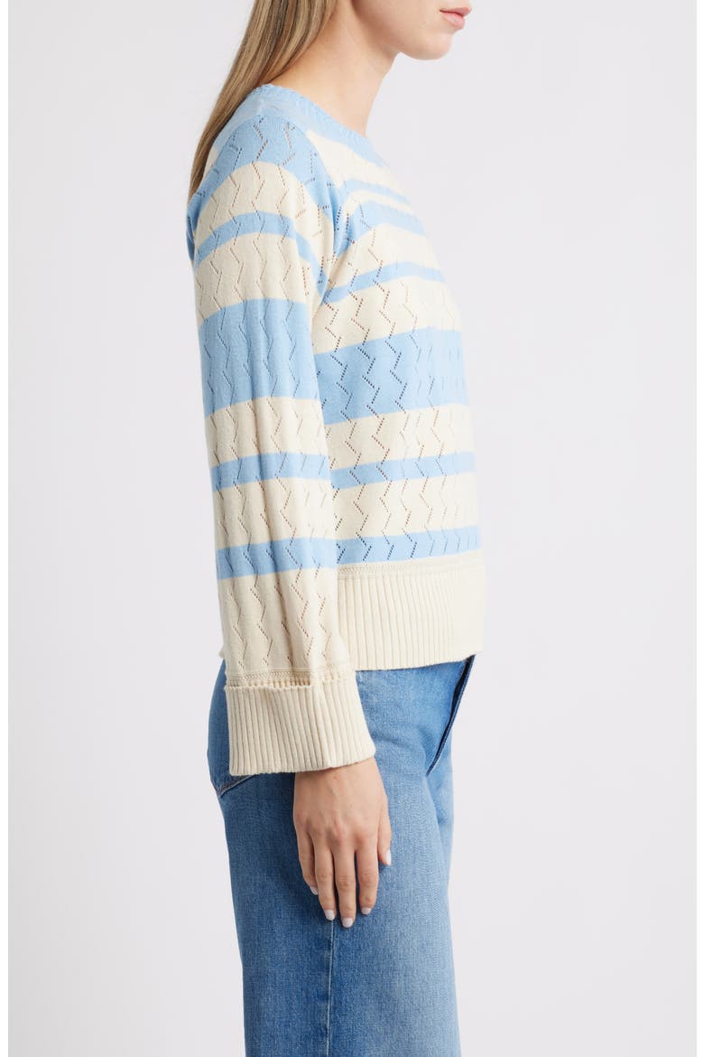 Pointelle Stripe Sweater, Alternate, color, ECRU/ AIRY BLUE