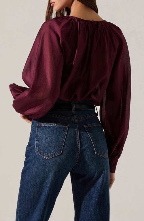 Astr The Label Reyen Long Sleeve Top In Burgundy