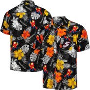 Margaritaville Men's Margaritaville Black Kyle Larson Island Life Floral Party Full-Button Shirt