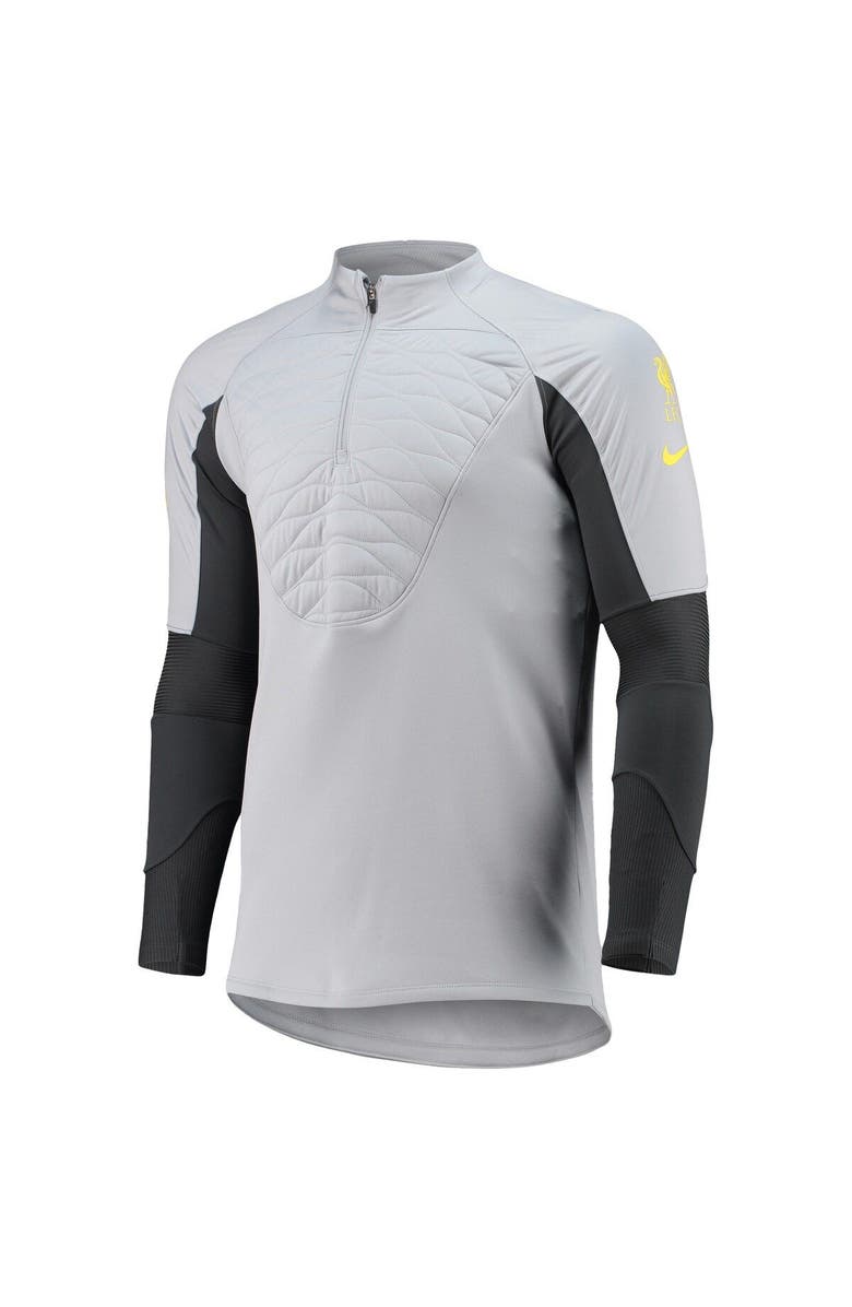 Nike Men's Nike Gray Liverpool 2021/22 Strike Drill Performance Raglan Quarter-Zip Top, Alternate, color,
