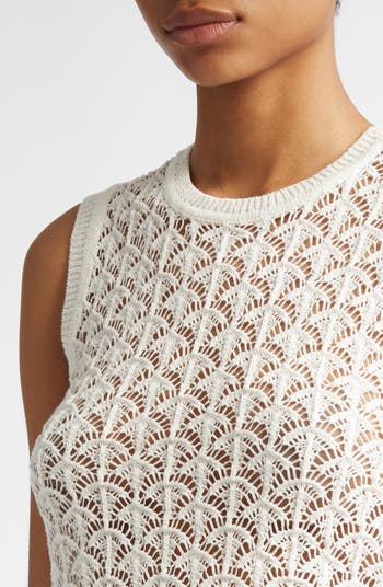 Zimmermann Wylie Crop Open Stitch Cotton Tank Top | Nordstrom