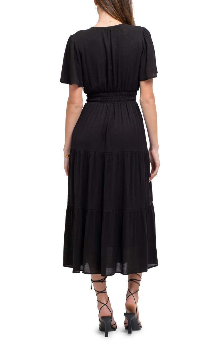 AUGUST SKY Split Neck Tiered Midi Dress, Alternate, color, 