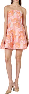 Endless Rose Floral Jacquard Strapless Minidress