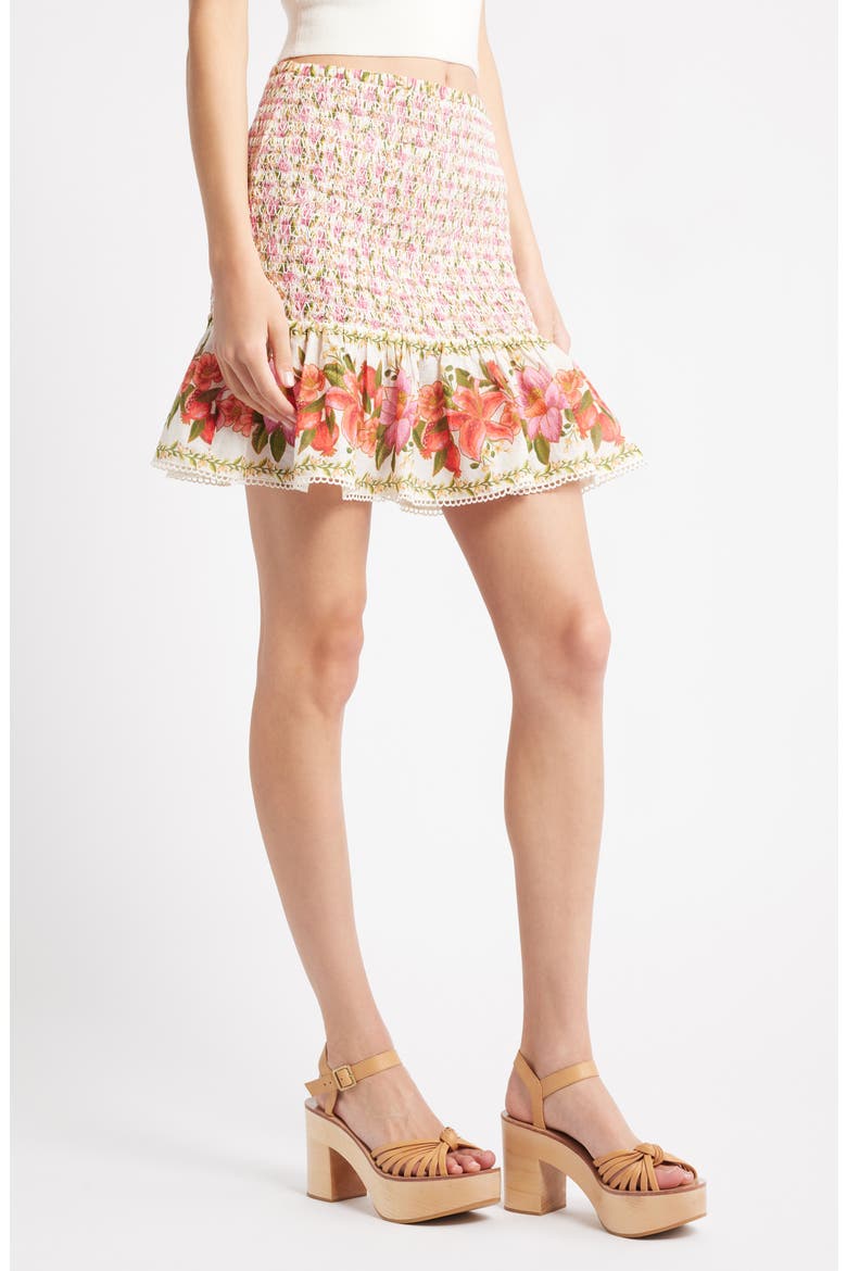 Floral Print Miniskirt, Alternate, color, OFF-WHITE