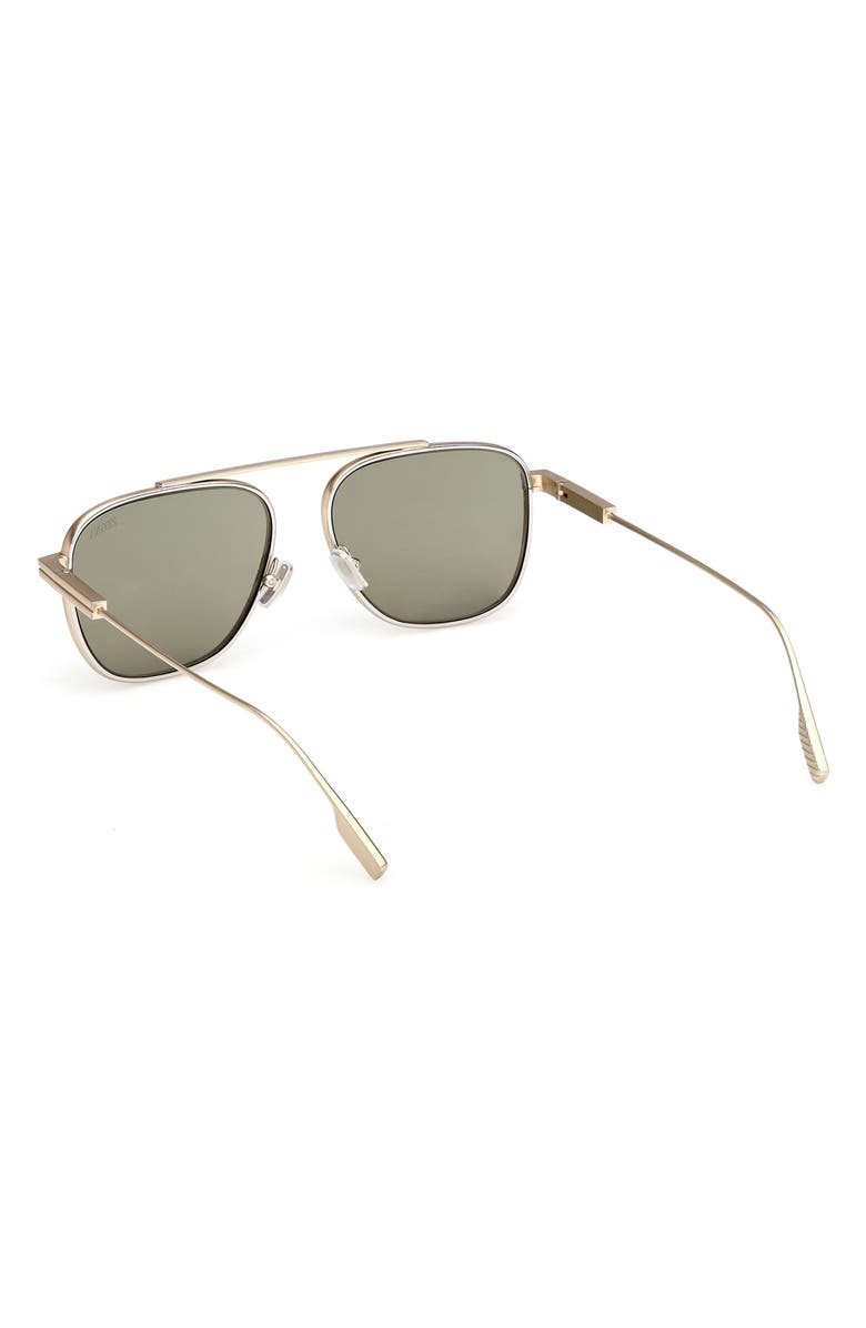 ZEGNA 57mm Geometric Sunglasses, Alternate, color, Matte Satin Gold Metal