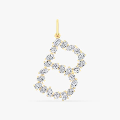 Multi-Shape Letter "B" Lab Diamond Charm in 14K