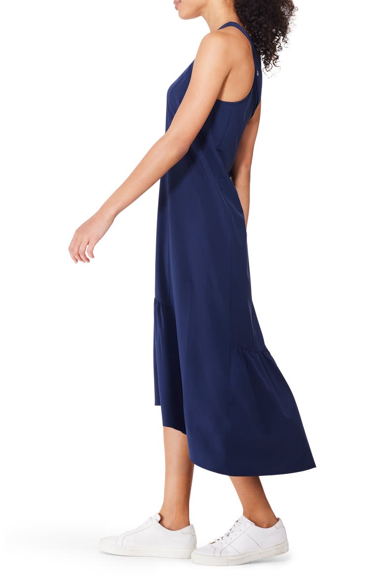 Tech Stretch High-Low Maxi Dress, Alternate, color, INK