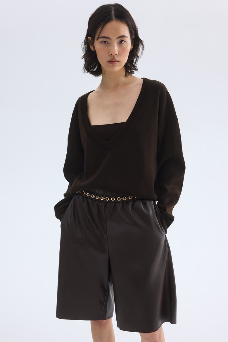 V-neck Jumper, Alternate, color, Dark brown
