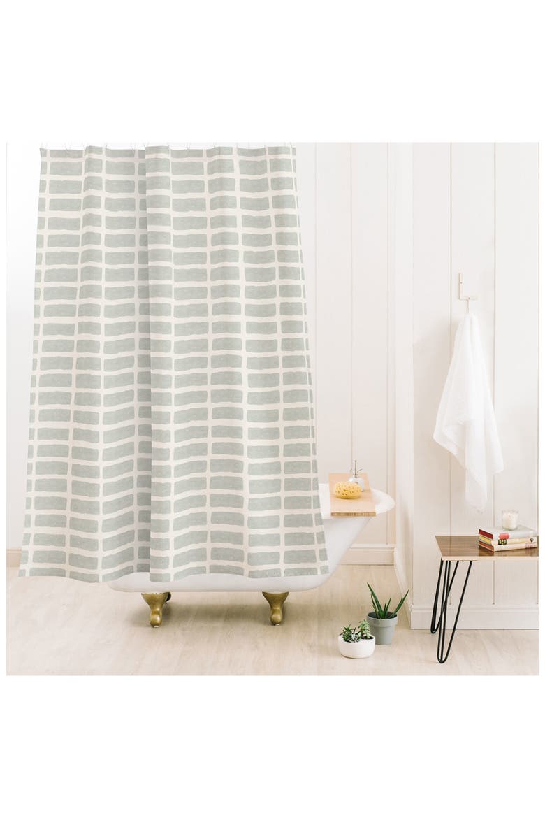 Lateral Block Print Shower Curtain, Alternate, color, CREAM