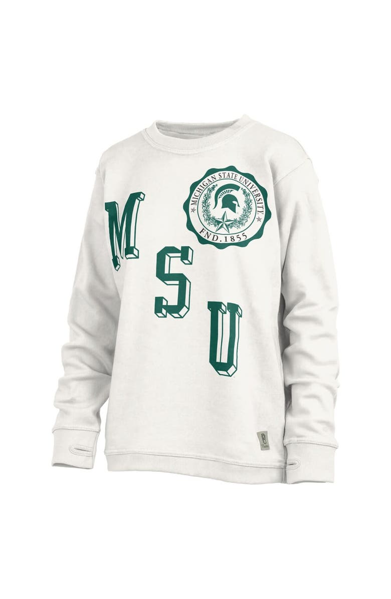 PRESSBOX Women's Pressbox White Michigan State Spartans Shoreline Sundown Pullover Sweatshirt, Main, color, White