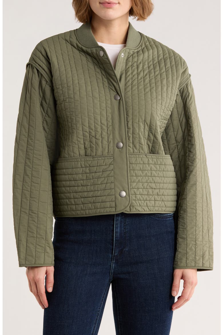 Bobbi Cropped Quilted Jacket, Main, color, OLIVE
