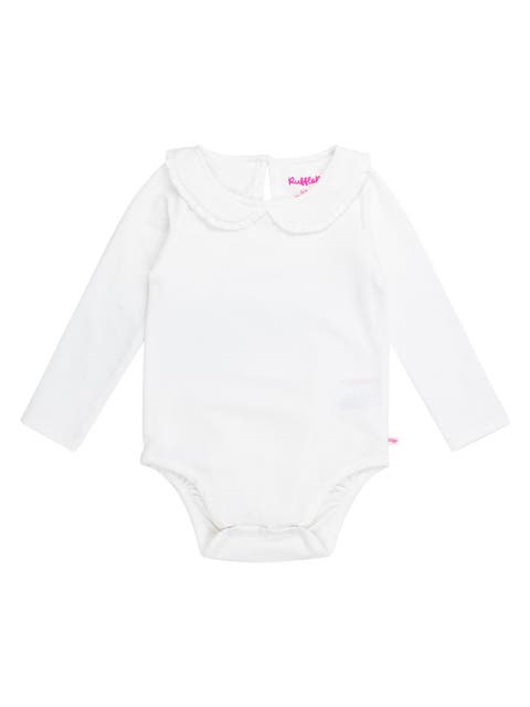 Baby Girls Knit Long Sleeve Ruffle Peter Pan Bodysuit