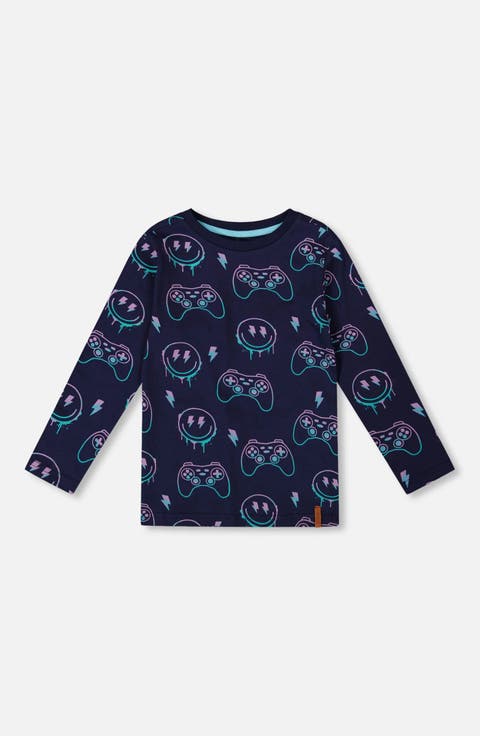 Long Sleeve Organic Cotton Allover Tee (Toddler & Little Kid)