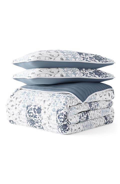 All Season Patchwork 3-Piece Down Alternative Reversible Quilt Set