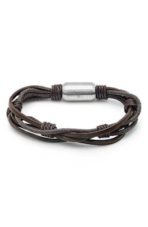 Men's Multi Strand Knotted Leather Bracelet