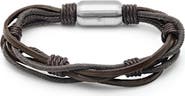 STEELTIME Men's Multi Strand Knotted Leather Bracelet