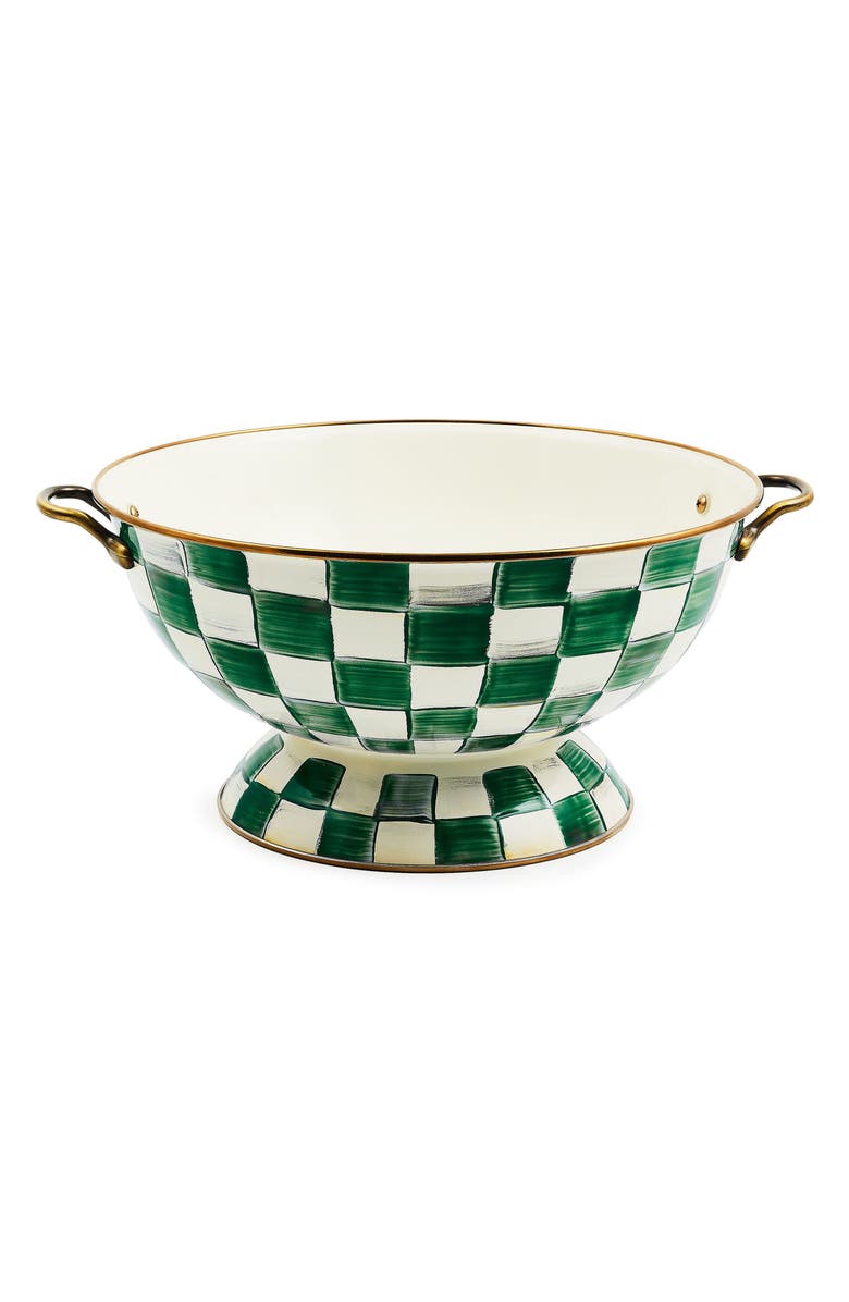 MACKENZIE CHILDS Emerald Check Enameled Steel Everything Bowl, Main, color, Emerald
