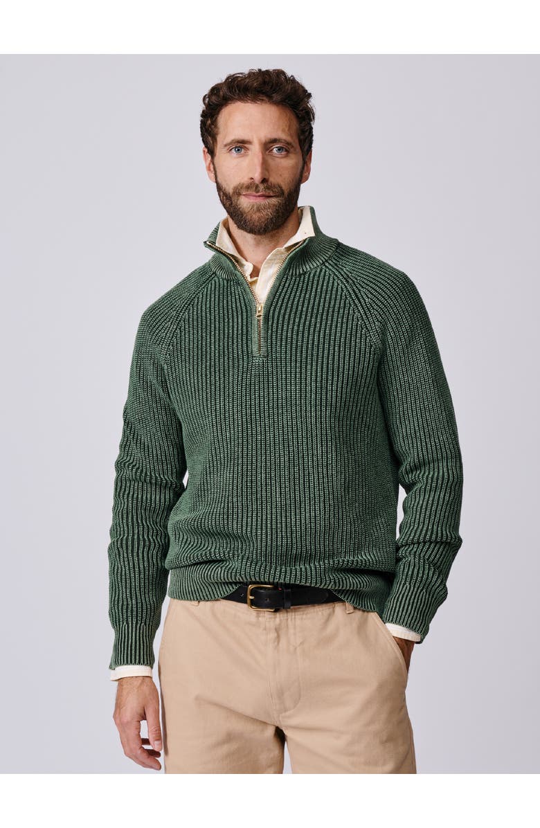 Aubin Martin Zip Neck Long Sleeve Jumper, Main, color, Khaki