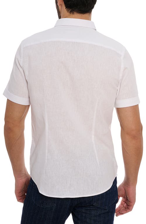 Robert Graham Palmer Tailored Fit Short Sleeve Linen Blend Button-up Shirt In White