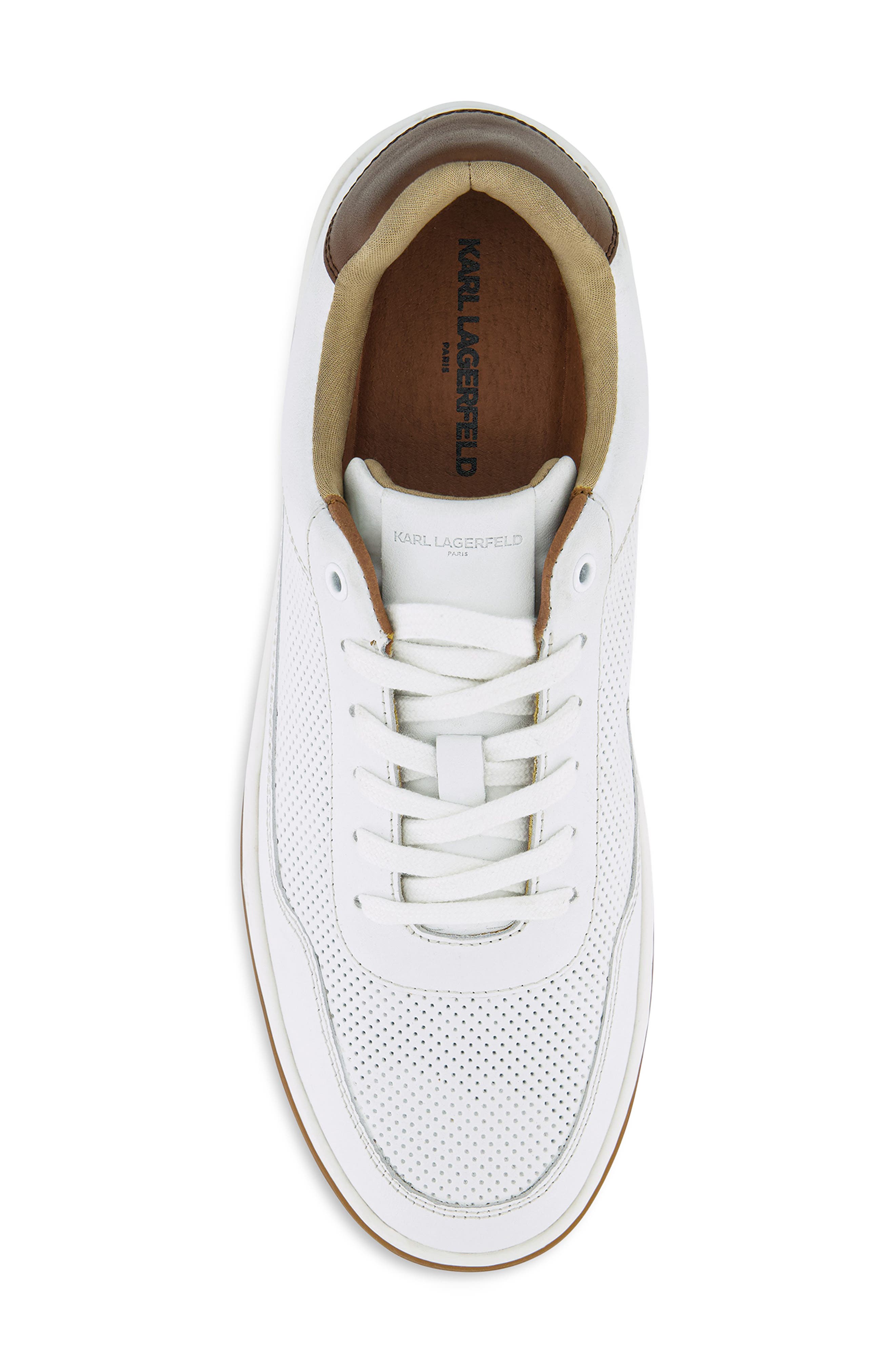 KARL LAGERFELD PARIS Raoul Perforated Leather Sneaker, Alternate, color, White