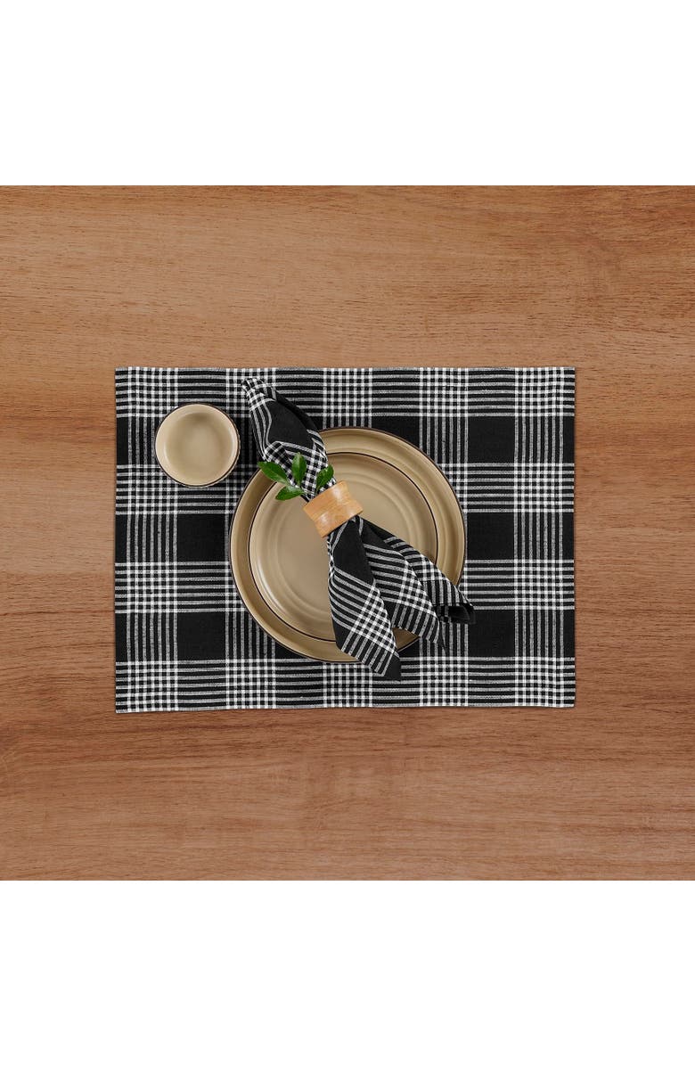 Solino Home Linen Placemats - Glen Check, 14" x 19" Inch, Alternate, color, Black And White