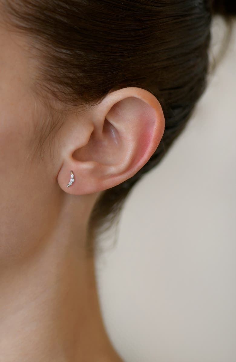 Anzie x Mel Soldera Single Croissant Stud Earring, Alternate, color, Yellow Gold/ Diamond